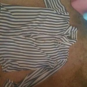 Blue striped buttoned up blouse